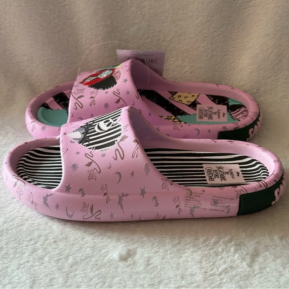 The Nightmare Before Christmas Slides‎ Girls Size 13 Pink Slip On New